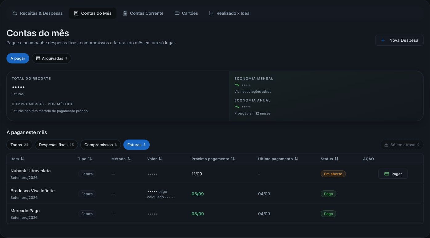 Tela da Saveplan — contas e lançamentos